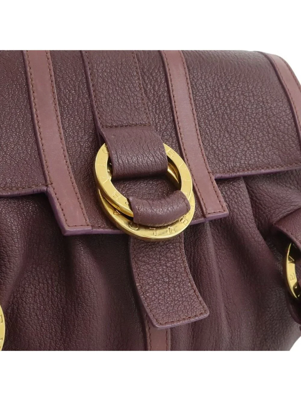 Bvlgari Shoulder Bag Leather Purple Gold